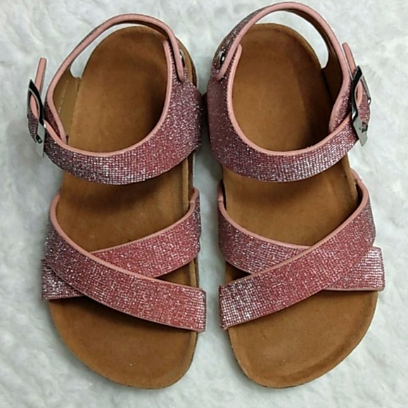 Toddler Girls Glitter Bling Pink Strappy Sandals - Picture 7 of 8